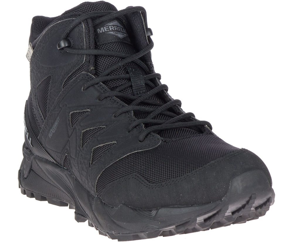 Merrell Boots Black - Agility Peak Mid Tactical Waterproof - Mens 67MFJRCWE